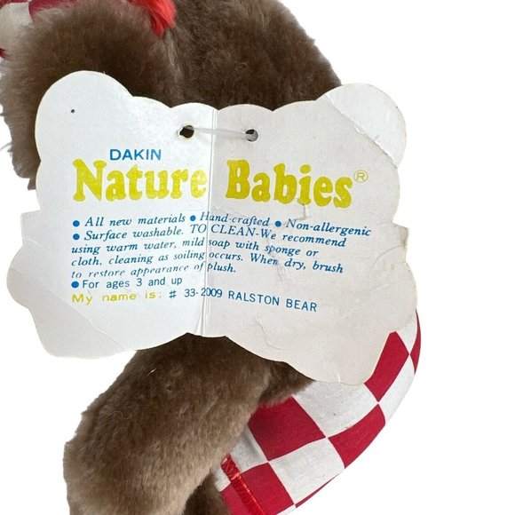 1979 DAKIN Purina Ralston Bear Plush Brown Teddy Stuffed Animal Toy Red White - Picture 9 of 10